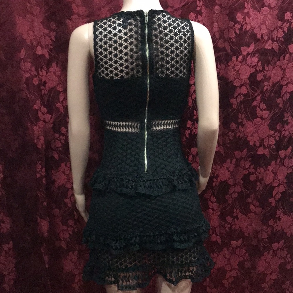 AQUA black XS embroidered mini dress. - Picture 4 of 11